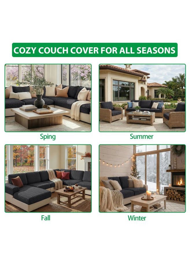 OHSIO Couch Cushion Covers, Super Soft Thicker Fleece Sofa Cover Stretch Sectional Sofa Slipcover Washable Pet Friendly Anti-Slip Stain Resistant Furniture Cover for Home(1 Back Cover,Dark Gray) - Image 5
