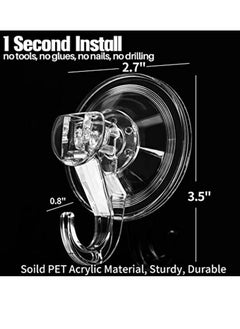 Excefore All-Purpose Vacuum Suction Cup Hooks, 2-Pack Transparent, Waterproof Strong Shower Hooks for Loofah on Bathroom Kitchen  - Image 3