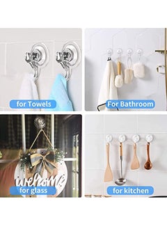 Excefore All-Purpose Vacuum Suction Cup Hooks, 2-Pack Transparent, Waterproof Strong Shower Hooks for Loofah on Bathroom Kitchen  - Image 5