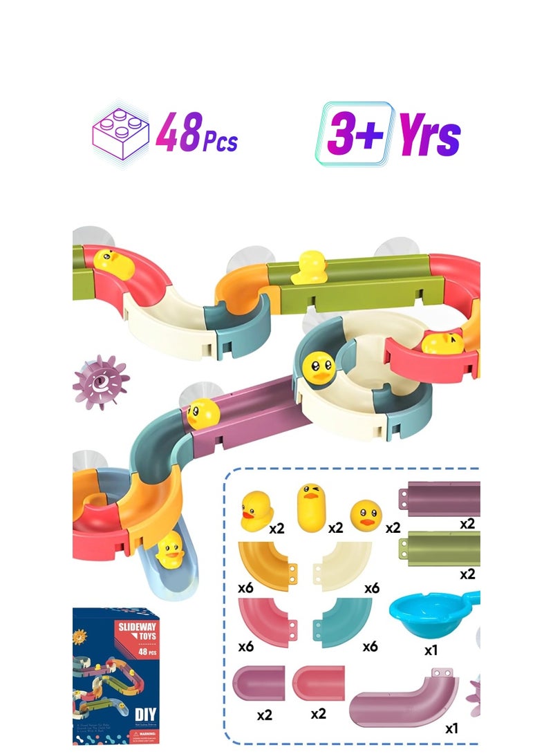 Excefore Bathtub Toys, Wall Track Building Set for Kids Ages 4-8, Engaging Baby Bathtub Toy Set for Kids 3+, Exciting DIY Kit for Toddler Boys & Girls (48 Pcs) - Image 1