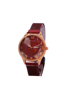 Women's Stick Magnet Watch - Dark Red-Analog-Quartz-Dark Red  Dial Women.