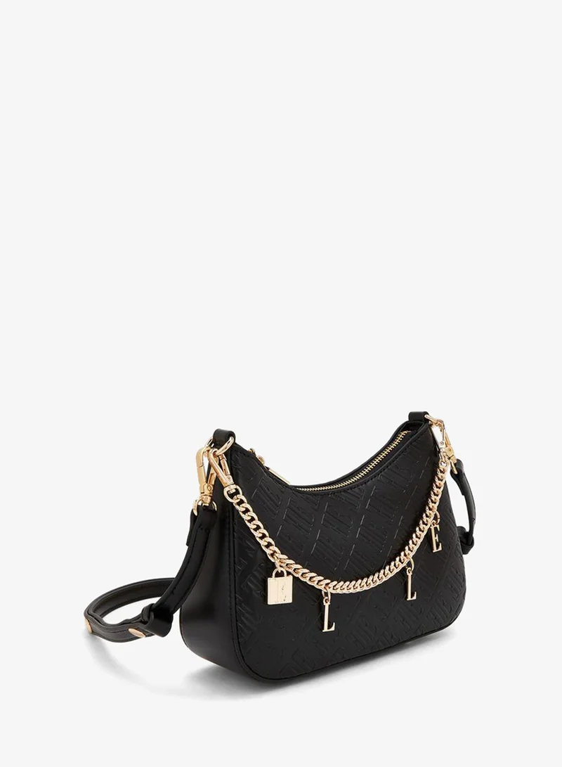 Elle Monogram Embossed Crossbody Bag With Detachable Shoulder Strap