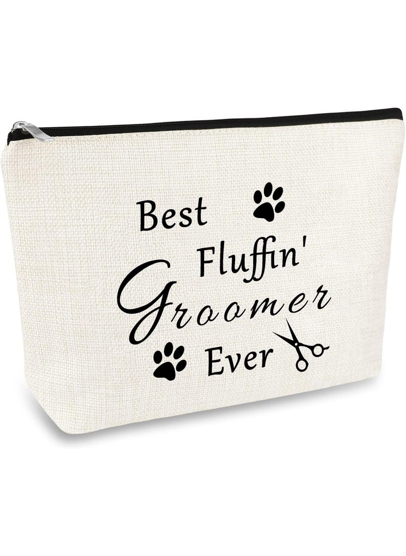 Mikela Dog Groomer Gift for Women Zipper Makeup Bag Grooming Cosmetic Bag Pet Groomer Dog Groom Gift Christmas Thanksgiving Day Birthday Gifts for Animal Hairdresser Stylist Travel Toiletries Pouch 