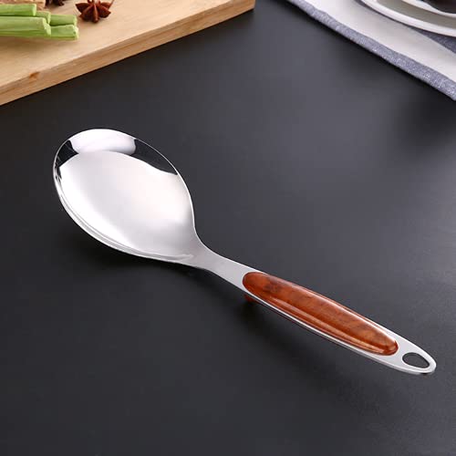 pepplo® Serving Spoons, Rice Spoon, Stainless Steel Cooking Spoon with Heat Resistant Plastic Handle, 10.5Inch (1pcs, Spoon-A) - Image 1
