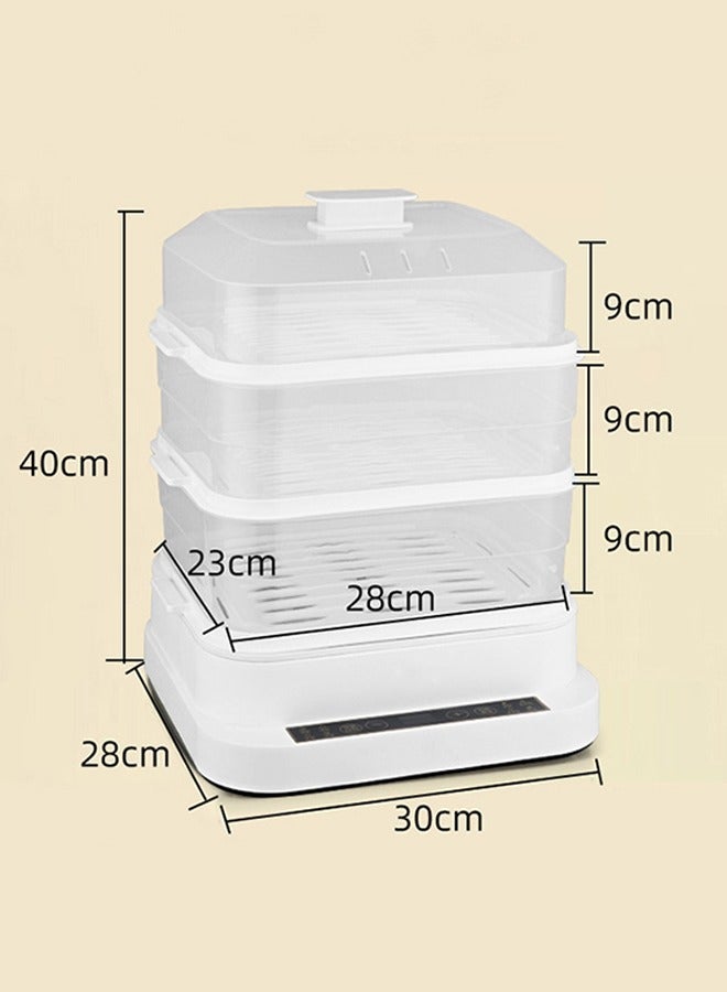 Fast Egg Cooker and Egg Boiler, Multifunctional Electric Steamer, Electronic Touch Screen, With 24-Hour Timer Function, 5-Hour Keep Warm Function, Three Layers, Can Cook 27 Eggs, 32 Liter Capacity 800 W Xh-D20 White