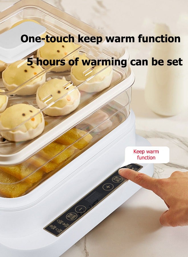 Fast Egg Cooker and Egg Boiler, Multifunctional Electric Steamer, Electronic Touch Screen, With 24-Hour Timer Function, 5-Hour Keep Warm Function, Three Layers, Can Cook 27 Eggs, 32 Liter Capacity 800 W Xh-D20 White