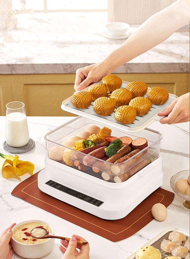 Fast Egg Cooker and Egg Boiler, Multifunctional Electric Steamer, Electronic Touch Screen, With 24-Hour Timer Function, 5-Hour Keep Warm Function, Three Layers, Can Cook 27 Eggs, 32 Liter Capacity 800 W Xh-D20 White