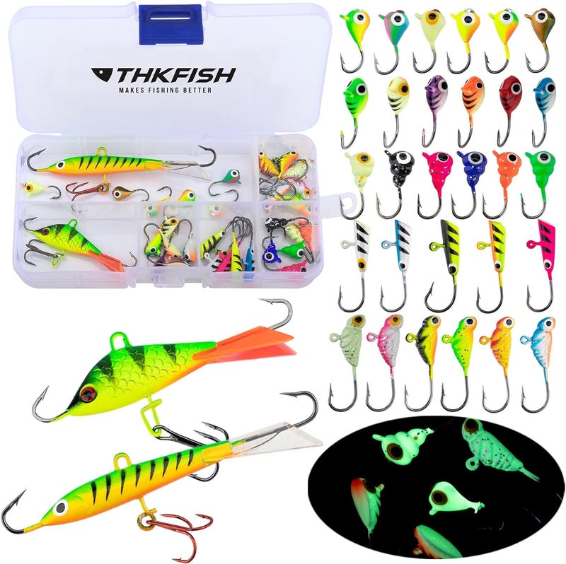 THKFISH Ice Fishing Jigs Kit Ice Fishing Lures for Walleye Perch Jigs Heads for Ice Fishing Tackle Panfish Crappie Jigs 50PCS/31PCS - Image 1