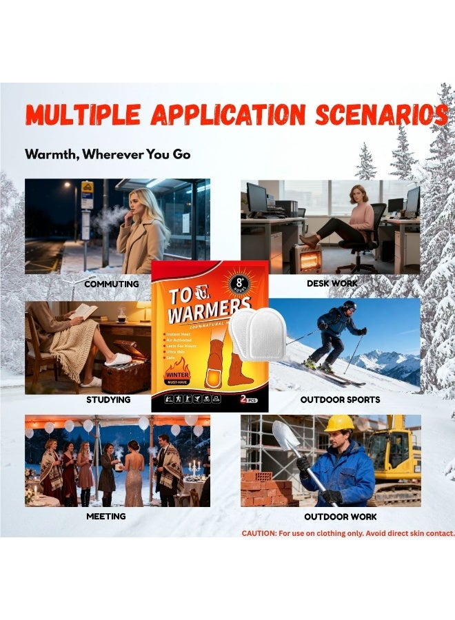 Disposable Toe Warmer with 8-Hour Long Lasting Heat - Air Activated, Adhesive & Odorless Insoles for Winter Work, Sports & Outdoor Activities, 5 Pairs - Image 4