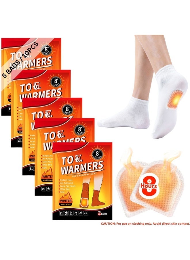 Disposable Toe Warmer with 8-Hour Long Lasting Heat - Air Activated, Adhesive & Odorless Insoles for Winter Work, Sports & Outdoor Activities, 5 Pairs - Image 1