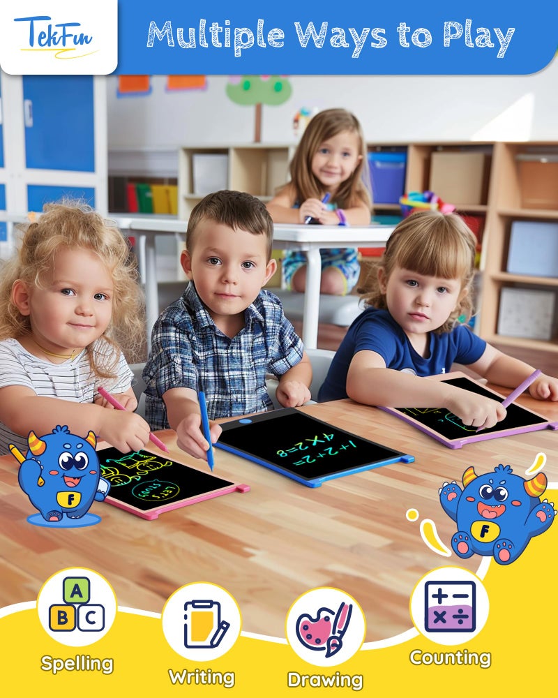 TEKFUN Kids Toys, 2Pcs LCD Writing Tablet with 4 Stylus, 8.5in Erasable Doodle Board Mess Free Drawing Pad for Kids, Car Trip Educational Toys Birthday for 3 4 5 6 7 Girls Boys - Image 2
