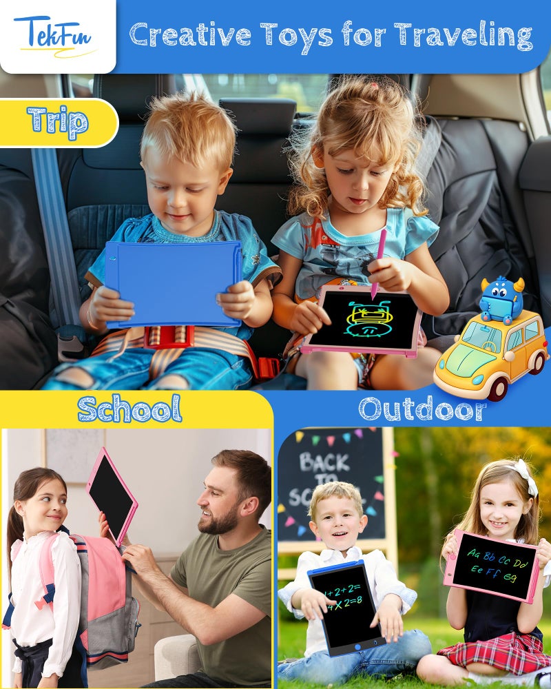 TEKFUN Kids Toys, 2Pcs LCD Writing Tablet with 4 Stylus, 8.5in Erasable Doodle Board Mess Free Drawing Pad for Kids, Car Trip Educational Toys Birthday for 3 4 5 6 7 Girls Boys - Image 5