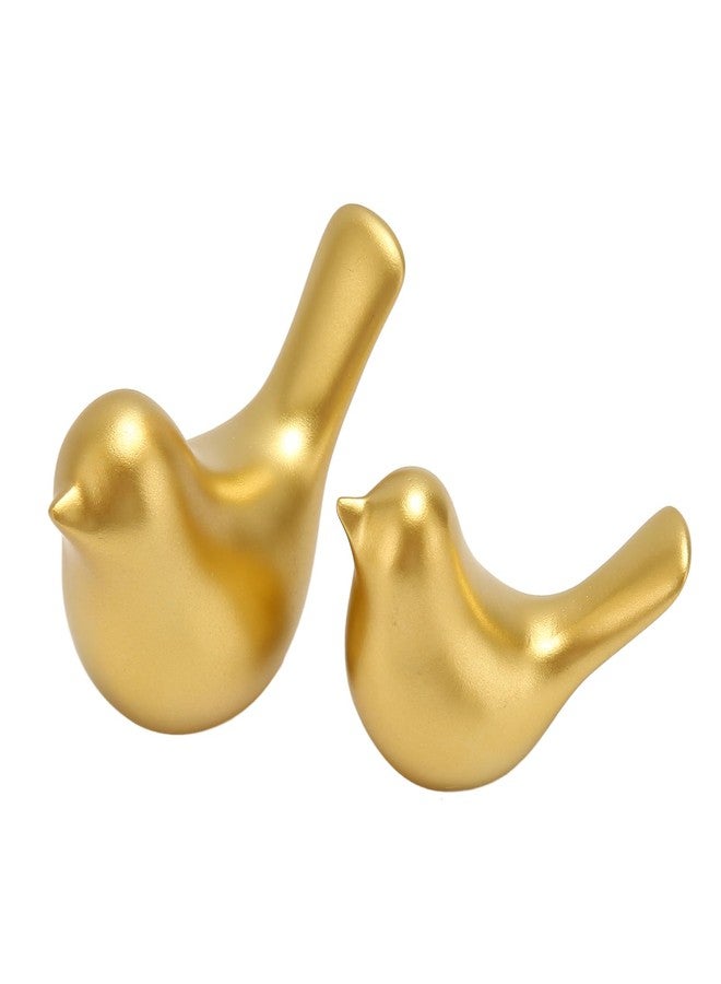 BORDSTRACT 2Pcs Small Birds Statues Gold Home Decor Modern Style Figurine Decorative Ornaments for Home, Office, Living Room, Bedroom, Desktop, Cabinets - Image 1