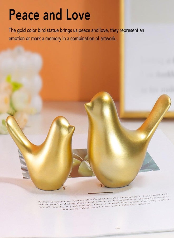 BORDSTRACT 2Pcs Small Birds Statues Gold Home Decor Modern Style Figurine Decorative Ornaments for Home, Office, Living Room, Bedroom, Desktop, Cabinets - Image 4
