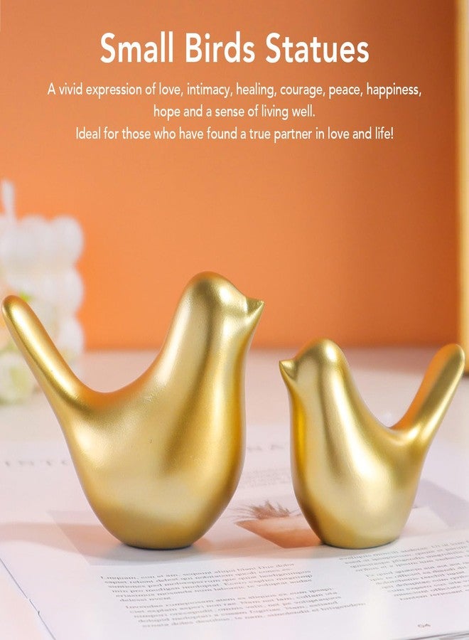 BORDSTRACT 2Pcs Small Birds Statues Gold Home Decor Modern Style Figurine Decorative Ornaments for Home, Office, Living Room, Bedroom, Desktop, Cabinets - Image 3