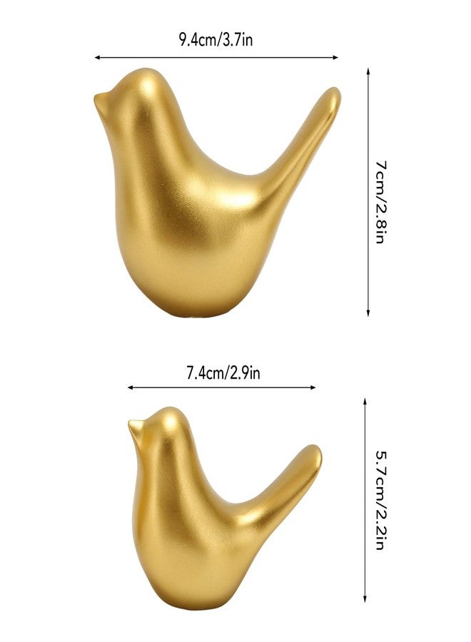 BORDSTRACT 2Pcs Small Birds Statues Gold Home Decor Modern Style Figurine Decorative Ornaments for Home, Office, Living Room, Bedroom, Desktop, Cabinets - Image 2