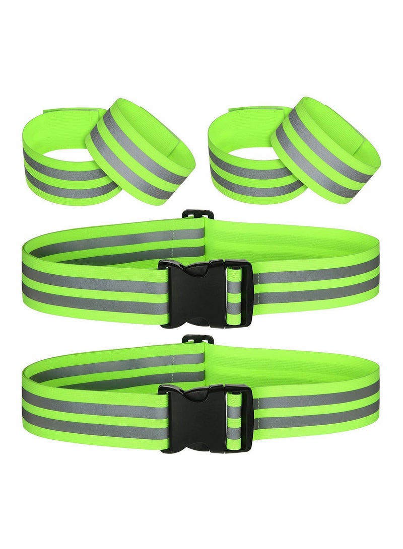 6 Pieces High Visibility Reflective Belt Army PT Belt Reflective Running Gear for Men and Women for Night Running Cycling Walking Military Safety Reflector Strips Green - Image 1