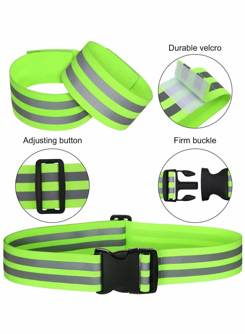 6 Pieces High Visibility Reflective Belt Army PT Belt Reflective Running Gear for Men and Women for Night Running Cycling Walking Military Safety Reflector Strips Green - Image 2