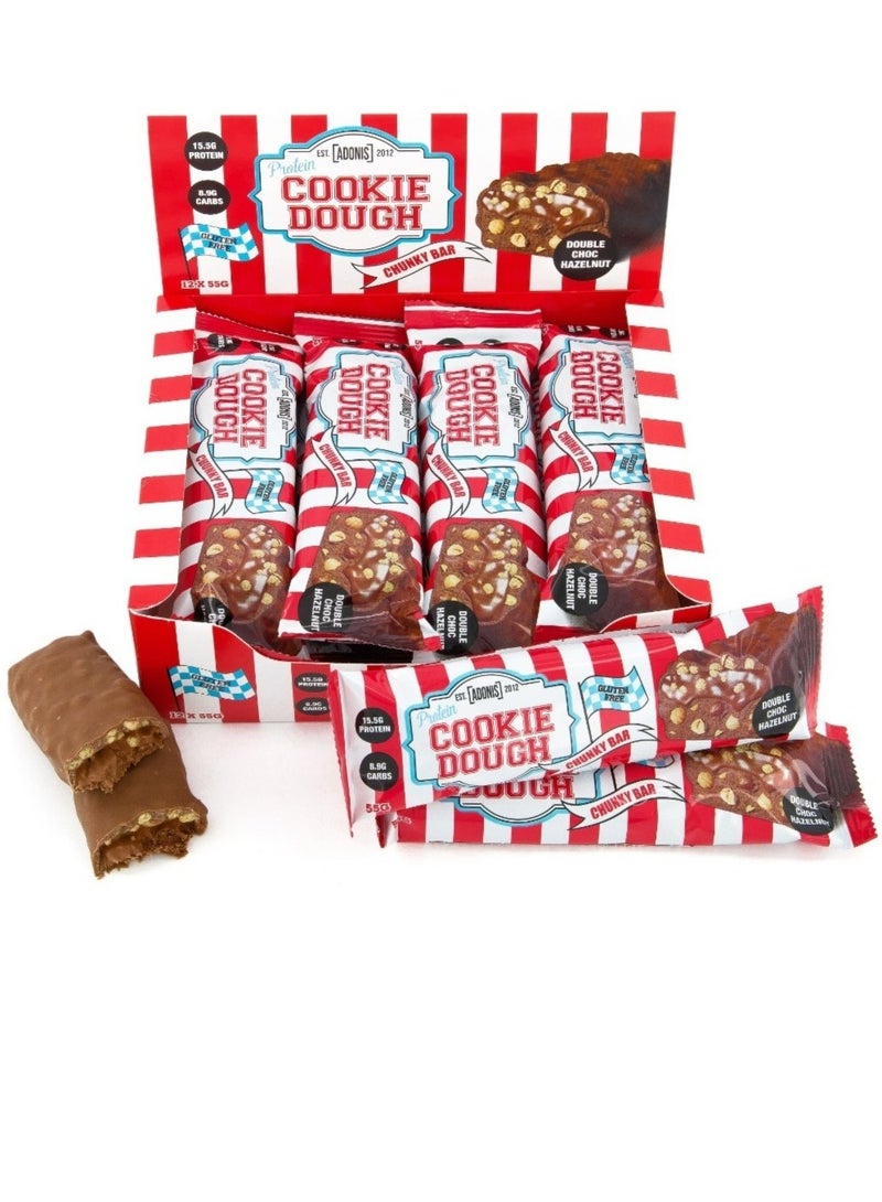 آدونیس كوكي دو بروتين بار".دبل شوكلت وبندق.12 قطعة × 55 جرام - Image 1