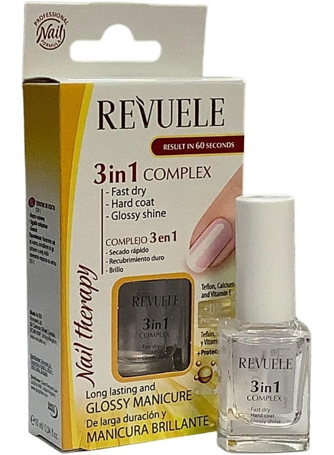 REVUELE Nail Therapy 3 In 1 Complex Fast Dry, Hard Coat & Glossy Shine - Image 1