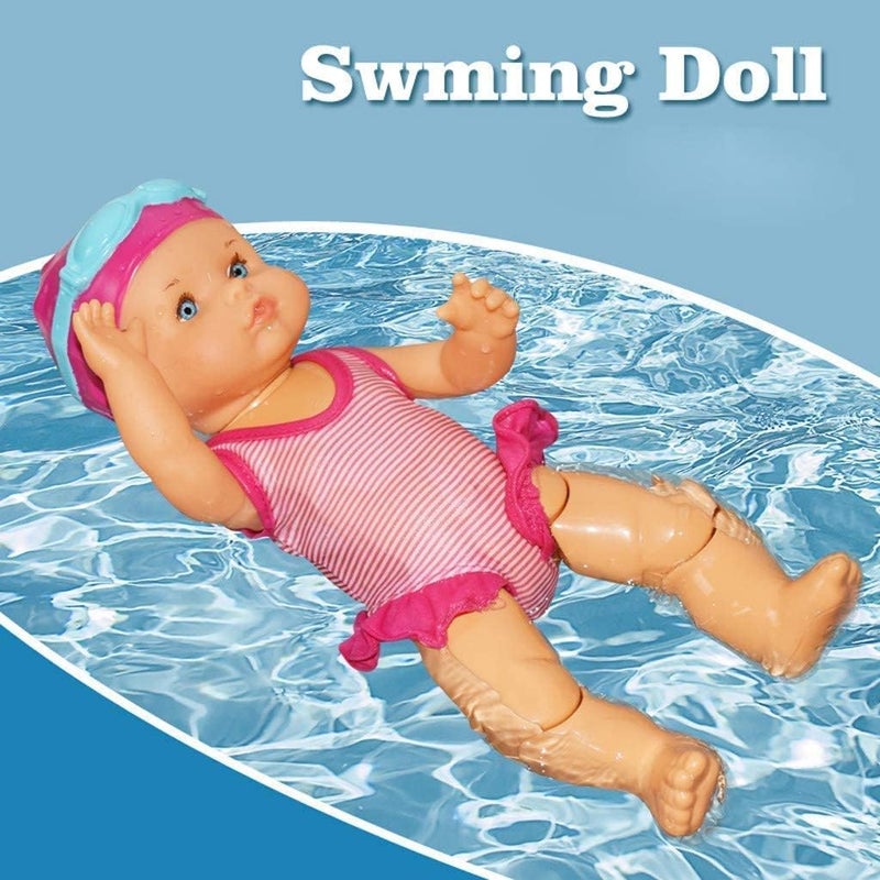 cheekyglo Waterproof Swimmer Doll, Electric Water Baby Doll Swimming Doll for Bath Time, Waterproof Swimming Doll for Girls, Swimming Dolls for Pool/Bathtub (A) - Image 3