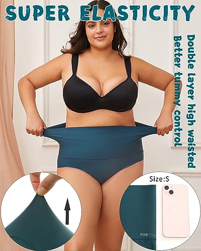 FINETOO Seamless Underwear for Women High Waisted Tummy Control Panties No Show Nylon Womens Briefs 4 Pack S-XXXL - Image 2