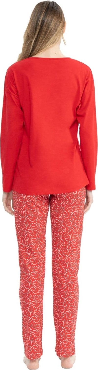 U.S. Polo Assn. 17116 Women's Red Long Sleeve Round Neck Pajama Set - Image 3