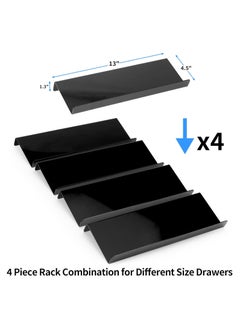 Generic Spice Drawer Organizer for Drawer Wider Than 13 inches, Black Acrylic 4 Tier Seasoning Jars Drawer Insert, Kitchen Spice Rack Tray for Drawer/Countertop (Jars not included)  - Image 1