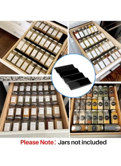 Generic Spice Drawer Organizer for Drawer Wider Than 13 inches, Black Acrylic 4 Tier Seasoning Jars Drawer Insert, Kitchen Spice Rack Tray for Drawer/Countertop (Jars not included)  - Image 4