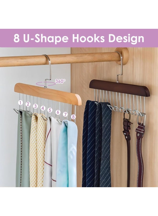 FALMER Wooden Bra Hanger with 8 Hooks, 360 Rotating Space Saving Closet Organizer for Belt, Tie, Tank Top, Bra, Scarf -Dark Brown - Image 5