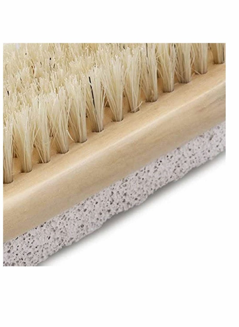 SYOSI Foot Brush, Exfoliating Brush with Pumice Stone and Wooden Handle, Pedicure Brush, Foot Scrubber Brush for Massage Sauna Foot Care and Remove Dead Skin Callus Exfoliator - Image 3