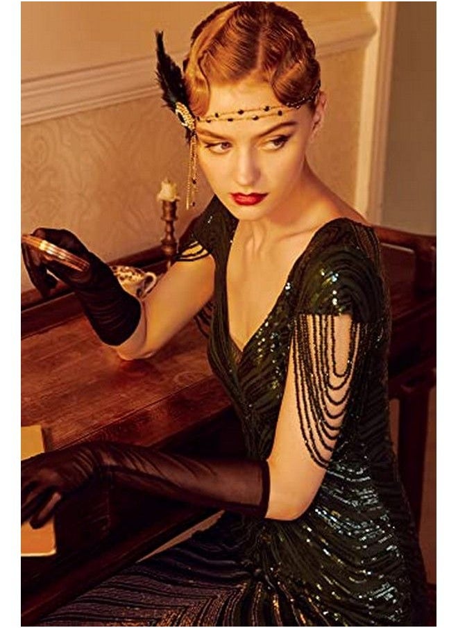 BABEYOND 1920S Flapper Headband Roaring 20'S Party Headpiece (Green)  - Image 5