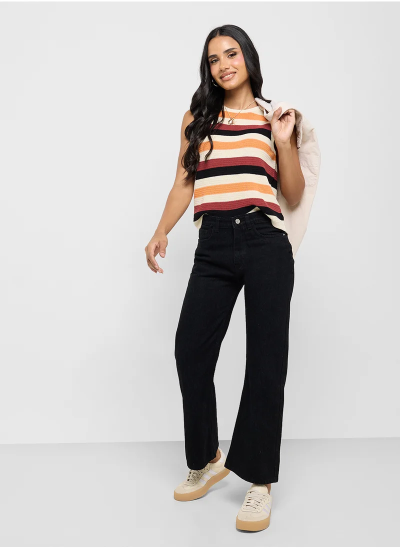 جينجر High Rise Straight Fit Jeans