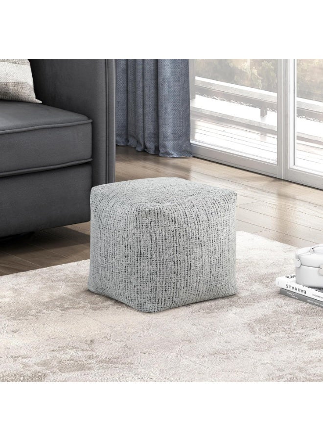 Pouf Ottoman, Square Ottoman Foot Rest, Chenille Fabric Pouf, Small Foot Stools for Couch with Filling for Living Room/Bedroom, Chenille Grey - Image 1