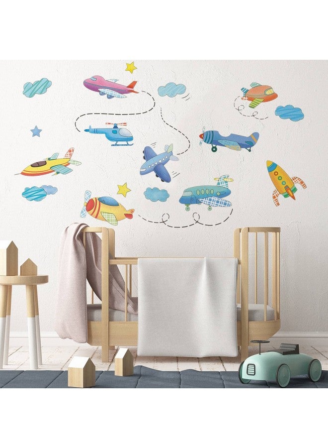 Saomour Airplane Wall Decals Plane Wall Stickers for Bedroom Wall Art Mural for Living Room Kids Room Wall Decor - Image 2