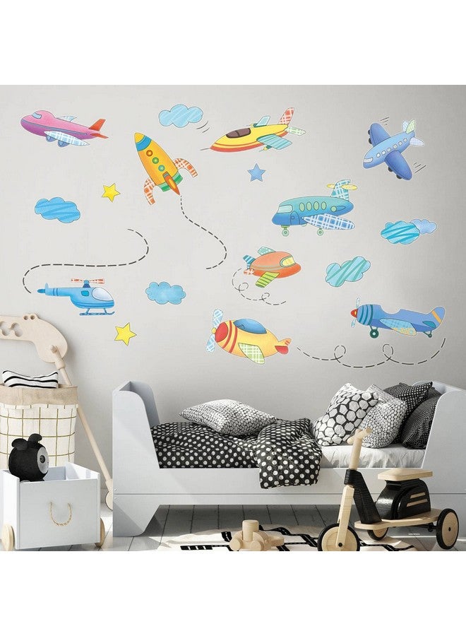 Saomour Airplane Wall Decals Plane Wall Stickers for Bedroom Wall Art Mural for Living Room Kids Room Wall Decor - Image 5