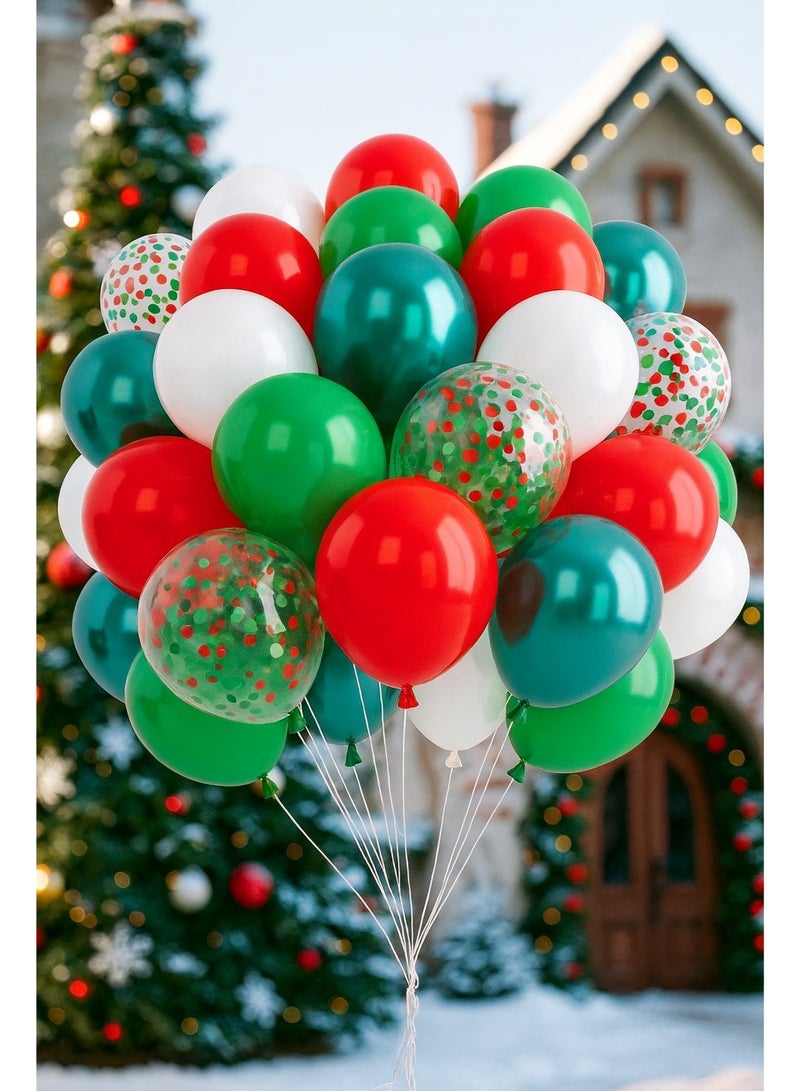 Christmas Balloon Set 50PCS 12 Inch Latex Balloons with 2 Ribbon Rolls - Image 4