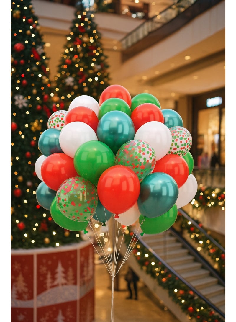 Christmas Balloon Set 50PCS 12 Inch Latex Balloons with 2 Ribbon Rolls - Image 3