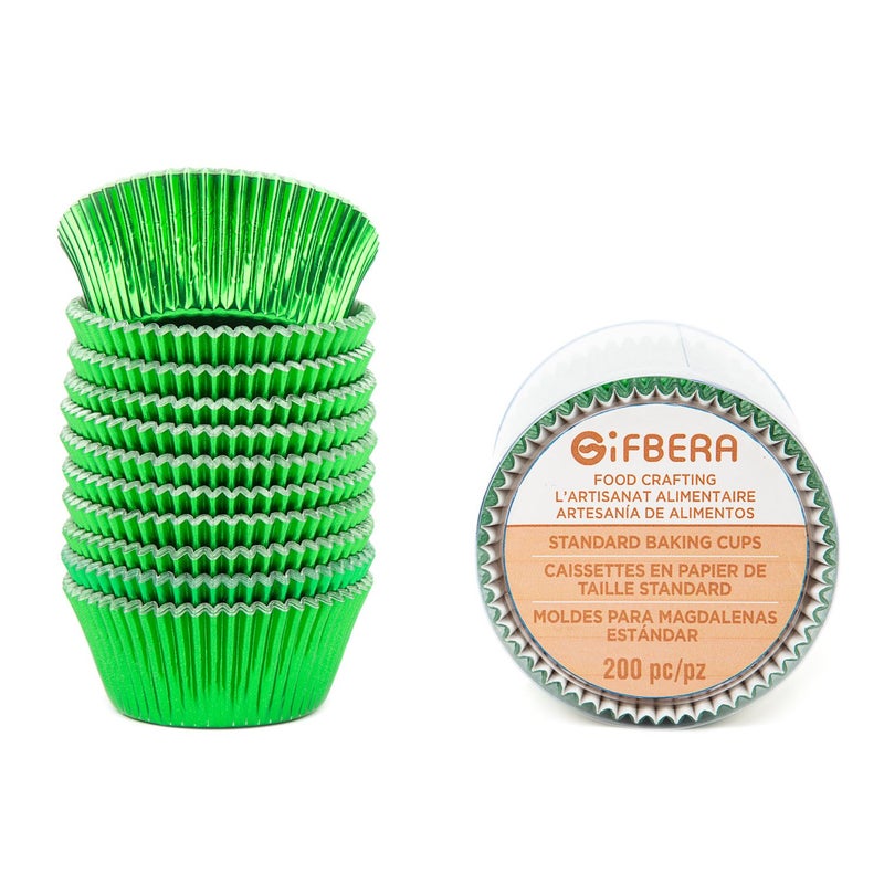Gifbera Green Foil Standard Cupcake Liners Muffin Cups for Baking Holiday Party 200Count