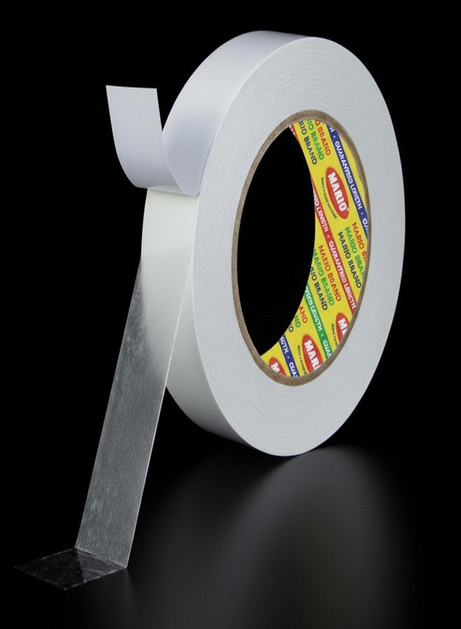 Mario Double Sided Premium Grade Tissue Tape 12mm x 50m – 1 Roll | High Strength Picture Mounting & Photo Hanging Tape for Crafts, DIY Projects, Paper & Wall Decoration | Ultra Thin Adhesive - Image 1