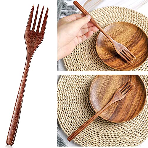 Renawe Wooden Spoon and Fork for Eating Utensil Set Lunch Wood Cutlery Japanese Silverware Sets Wooden Flatware Reusable Bamboo Eat Utensils Korean Small Wood Forks Spoons - Image 5