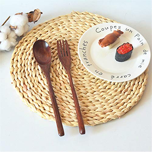 Renawe Wooden Spoon and Fork for Eating Utensil Set Lunch Wood Cutlery Japanese Silverware Sets Wooden Flatware Reusable Bamboo Eat Utensils Korean Small Wood Forks Spoons - Image 3