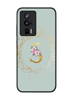 Stylizedd Rugged Black edge case for Xiaomi Poco F5 Pro 5G / Xiaomi Redmi K60 / Xiaomi Redmi K60 Pro Flexible Rubber Edges Anti Drop TPU Cover - Monogram Letter Floral Pattern - S ( Light Green)  - Image 1