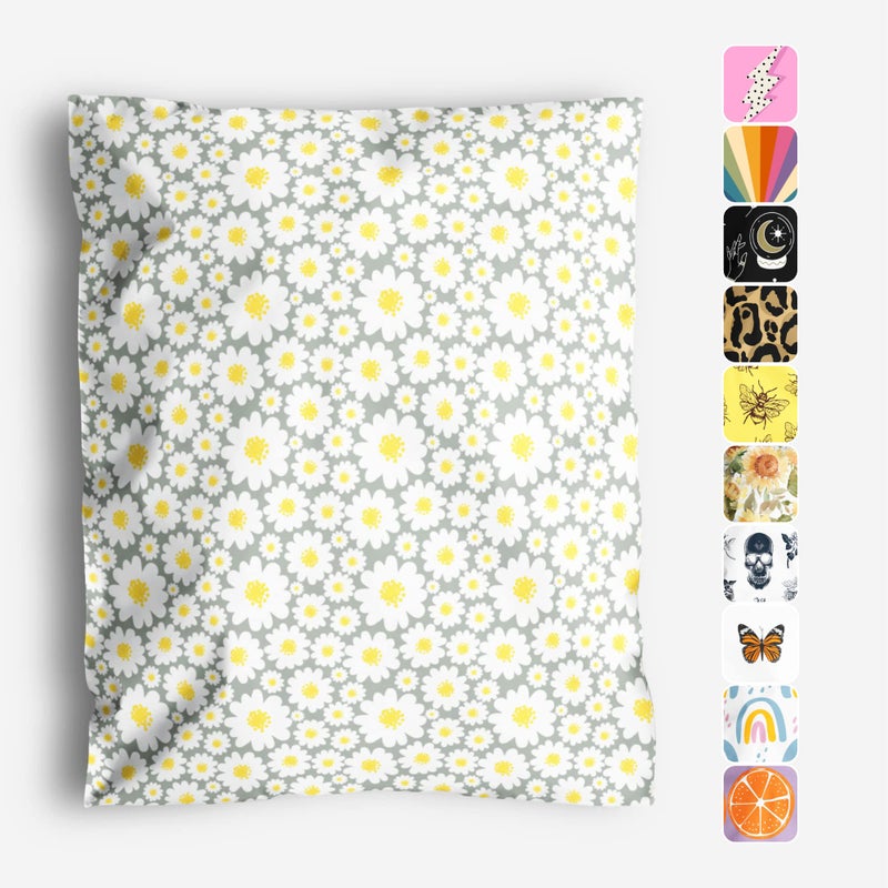 Package Mint 10x13 Poly Mailers – Daisy Floral – Waterproof, Tear-Resistant Shipping Bags with Adhesive Seal – 100 Pack – Package Mint - Image 5