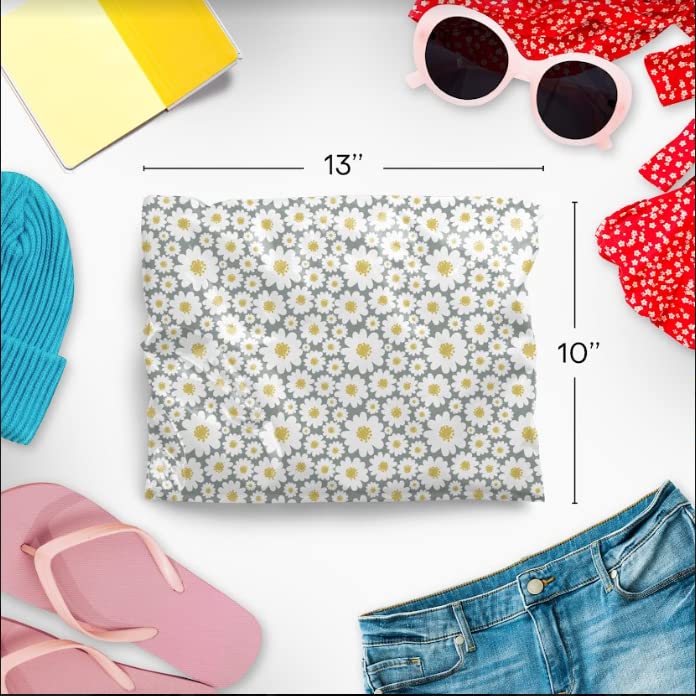 Package Mint 10x13 Poly Mailers – Daisy Floral – Waterproof, Tear-Resistant Shipping Bags with Adhesive Seal – 100 Pack – Package Mint - Image 2