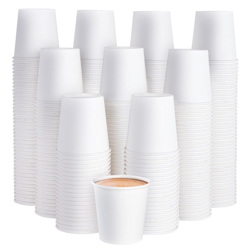 JOLLY PARTY 300 Pack 6 oz Disposable Paper Coffee Cup HotCold Beverage Drinking Cups for Water White Paper Hot Coffee Cups