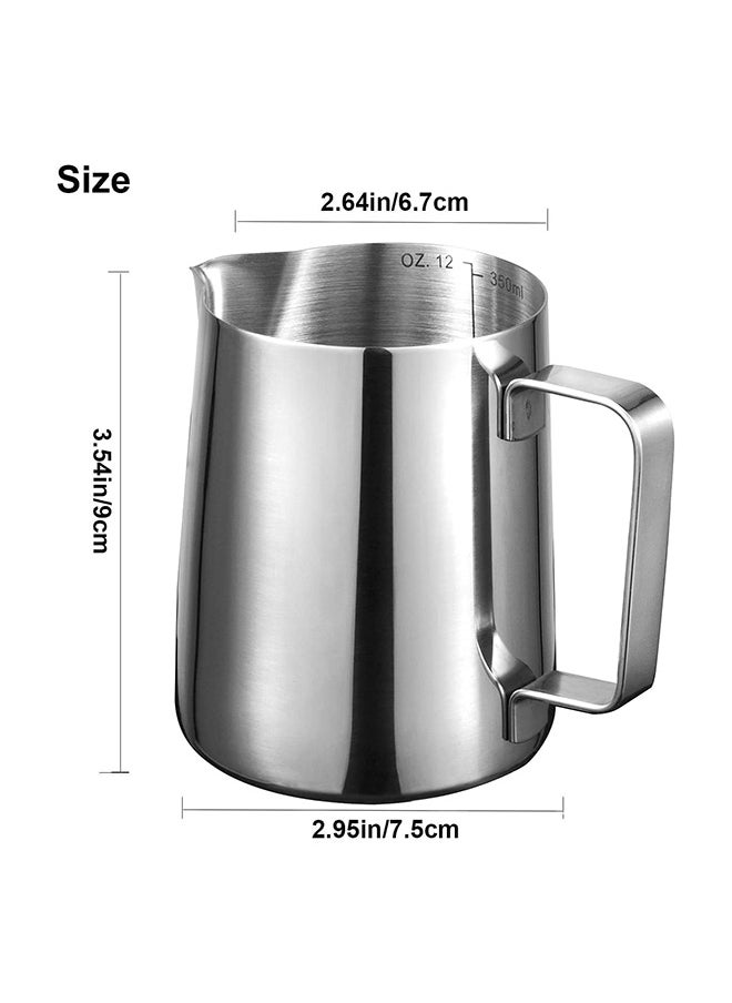 Home Stainless Steel 350ml Milk Frothing Pitcher Measurements on Both Sides Inside Perfect for Espresso Machines Milk Frothers Latte Art, Silver  - Image 4