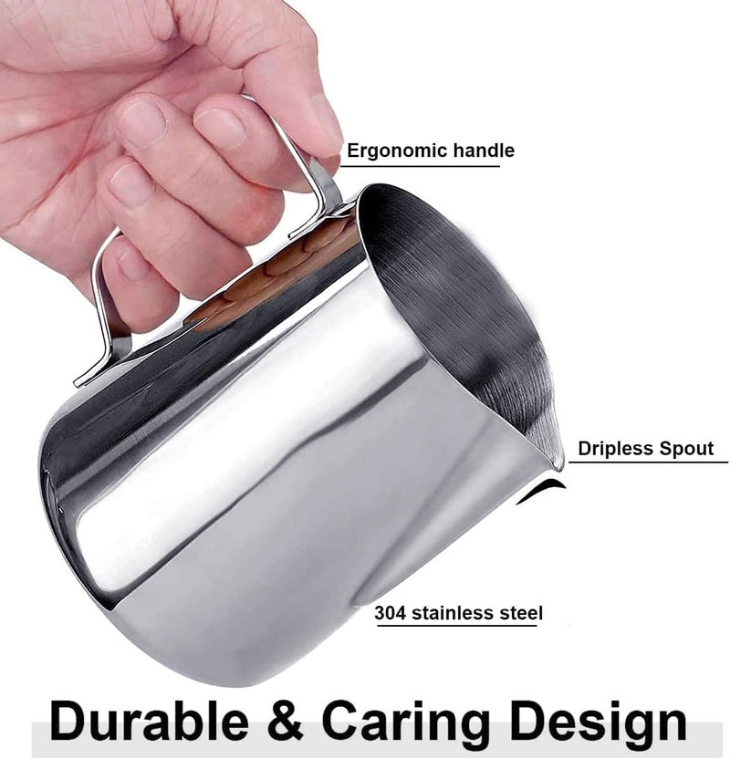 Home Stainless Steel 350ml Milk Frothing Pitcher for Espresso Machines and Latte Art, Silver - Image 2