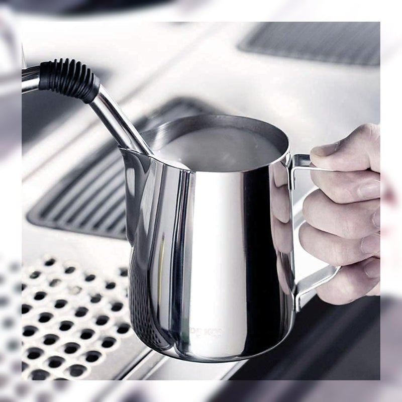 Home Stainless Steel 350ml Milk Frothing Pitcher for Espresso Machines and Latte Art, Silver - Image 5