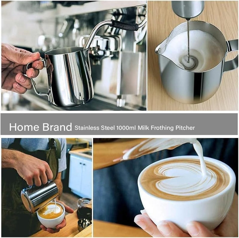 Home Stainless Steel 350ml Milk Frothing Pitcher for Espresso Machines and Latte Art, Silver - Image 4